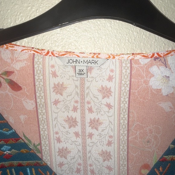 John Mark Top Del Mar Women's Size 3X Floral 3/4 Sleeves Embroidered Tunic NWT - Picture 4 of 11
